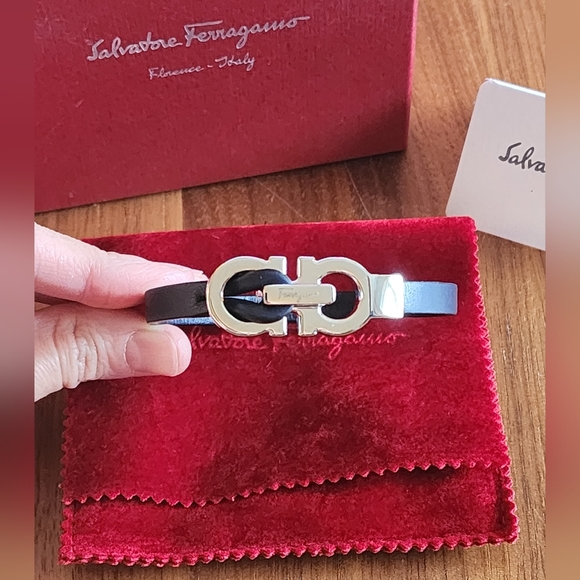 Salvatore Ferragamo Other - $350 New Salvatore Ferragamo Double Gancini Leather Bracelet Blue